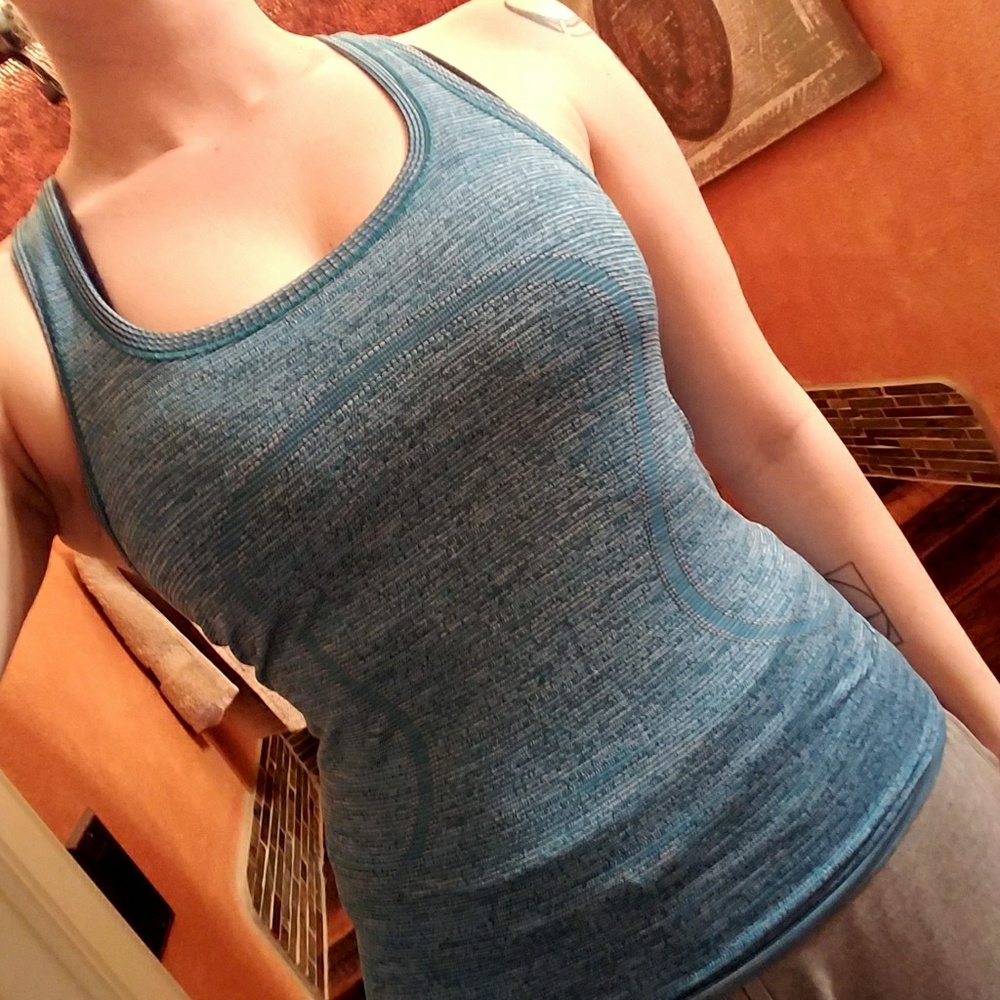 Turquoise fitted tank top by lululemon